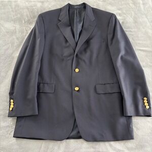 Ralph Lauren Navy Blue Blazer Gold Buttons Two Button Menswear Classic Style 46L